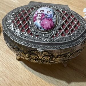 Source Unknown Silver and Red Jewelry Box